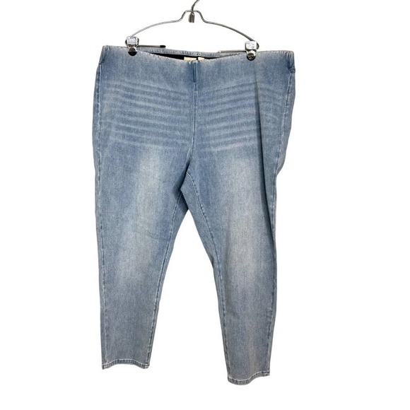 Soft Surroundings Pull On Skinny Jeans Size 3X Light‎ Faded Wash Whiskering NEW - Picture 1 of 8